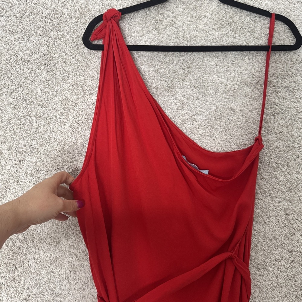 Antonio Melani Dress-Popcycle Red-1 Shoulder-Size M-NWT-tie Waist-NEW-244 - Picture 5 of 8